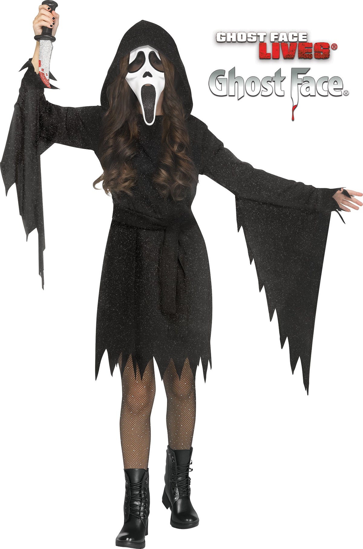 Glitter Bling Ghost Face® Black - Child (SMALL)