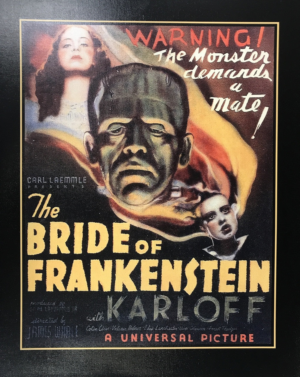 BRIDE OF FRANKENSTEIN CANVAS PRINT  17X22