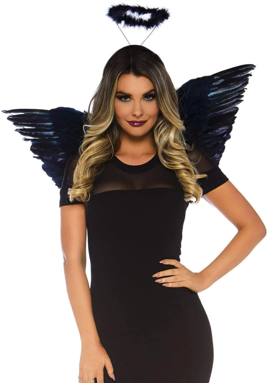 Feather Angel Wings & Halo Accessory Kit (BLACK)