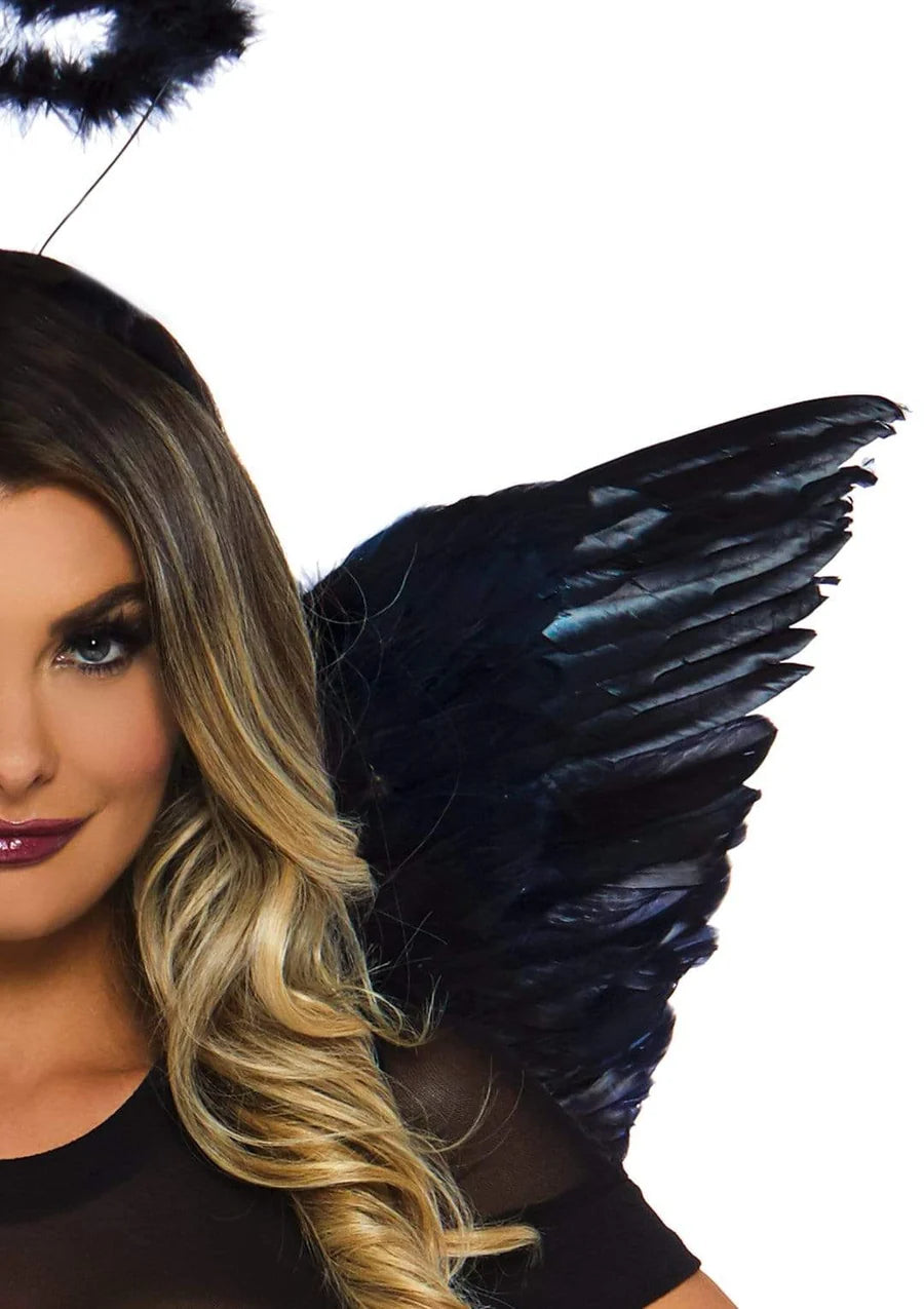 Feather Angel Wings & Halo Accessory Kit (BLACK)