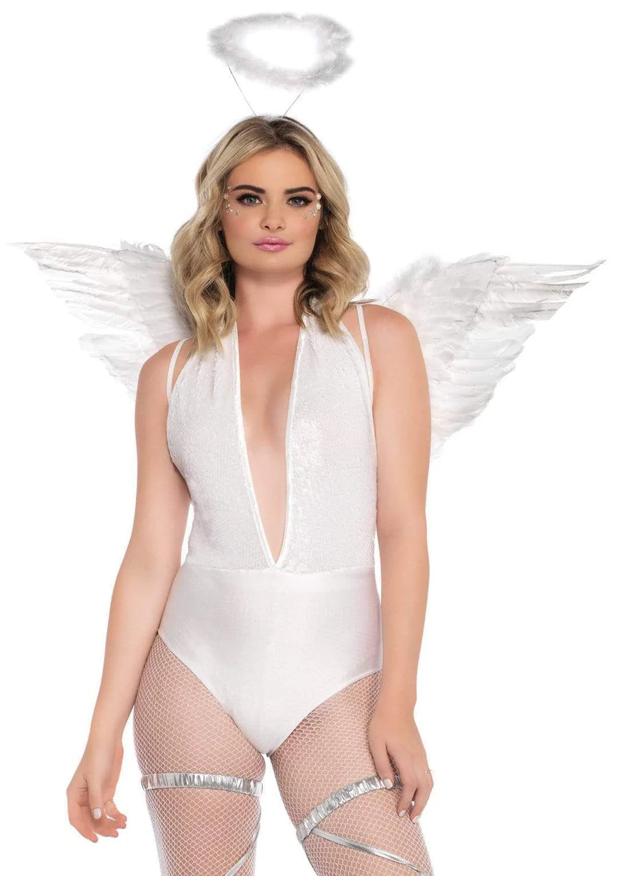 Feather Angel Wings & Halo Accessory Kit (WHITE)