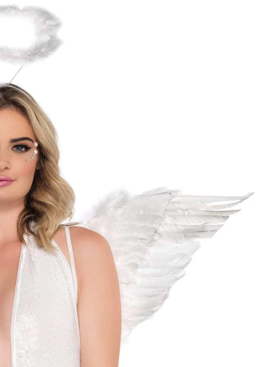 Feather Angel Wings & Halo Accessory Kit (WHITE)