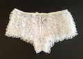 WHITE MESH LACE RUFFLE TANGA