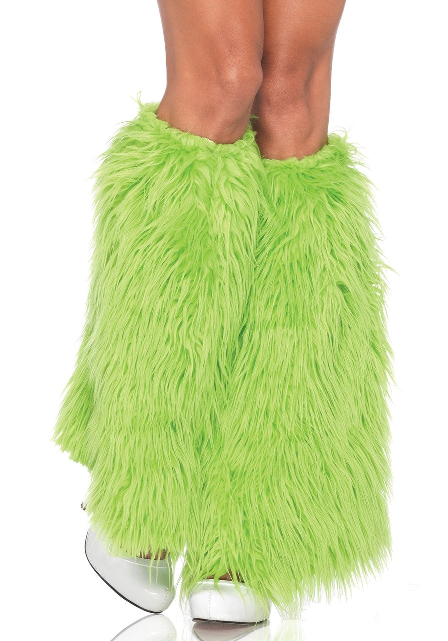 FURRY LEG WARMERS NEON GRN