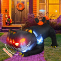 6 FT Halloween Inflatables Outdoor Black Cat with Fangs, Blow Up Yard Decoration Clearance with LED Lights Built-in for Holiday/Party/Yard/Garden