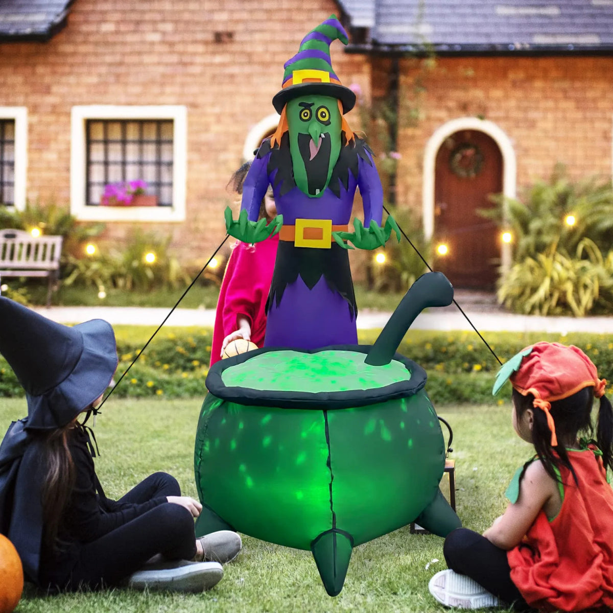 Halloween Inflatable 5.5FT Witch with Built-in LEDs Blow Up Yard Decoration for Holiday Party Indoor, Outdoor, Yard, Garden, Lawn