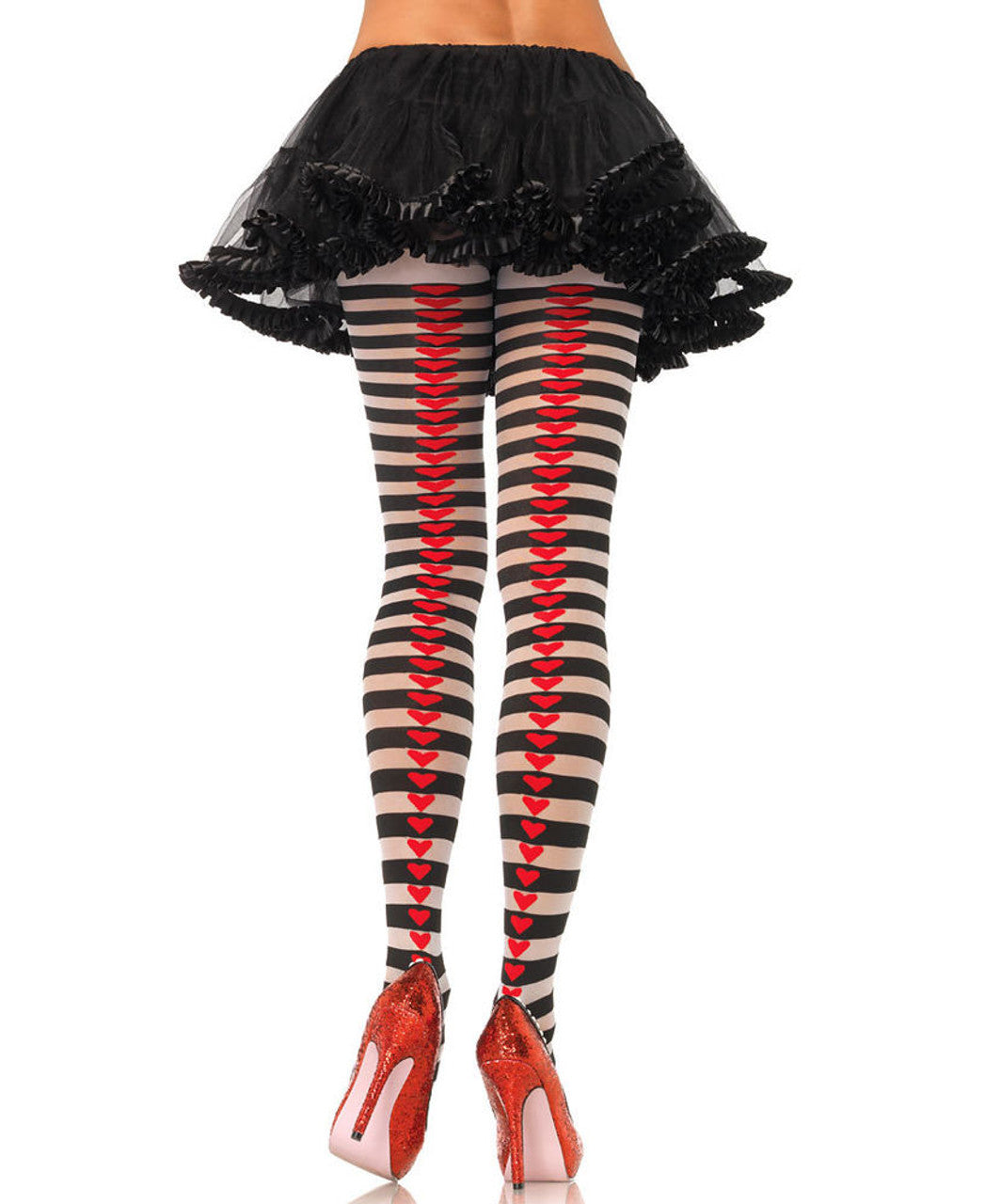 STRIPED PANTYHOSE W HEART BACKSEAM