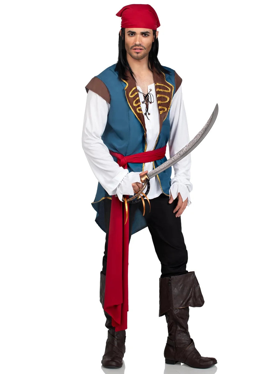 Men's 3 PC Scoundrel Pirate Costume (XL)