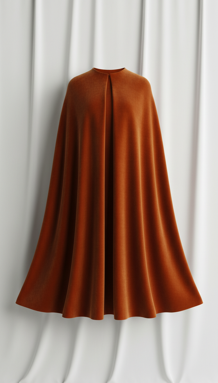 Pumpkin Rust Velvet Cape