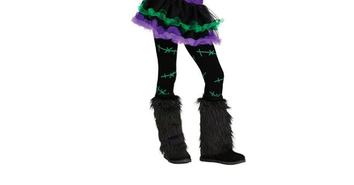 FOOTLESS TIGHTS BLACK WITH GREEN STITCHES