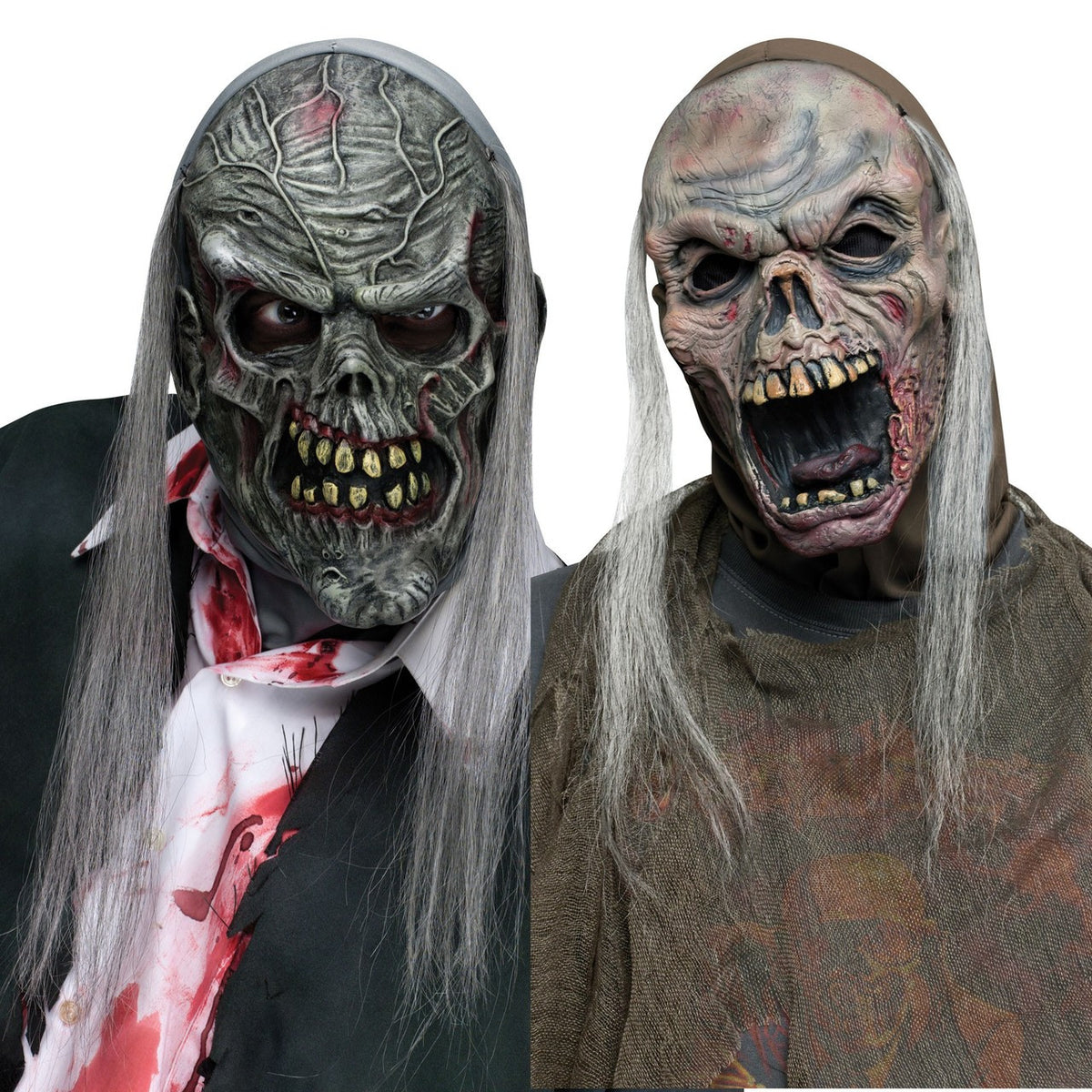 ZOMBIE HAIR & HOOD MASK GRAY