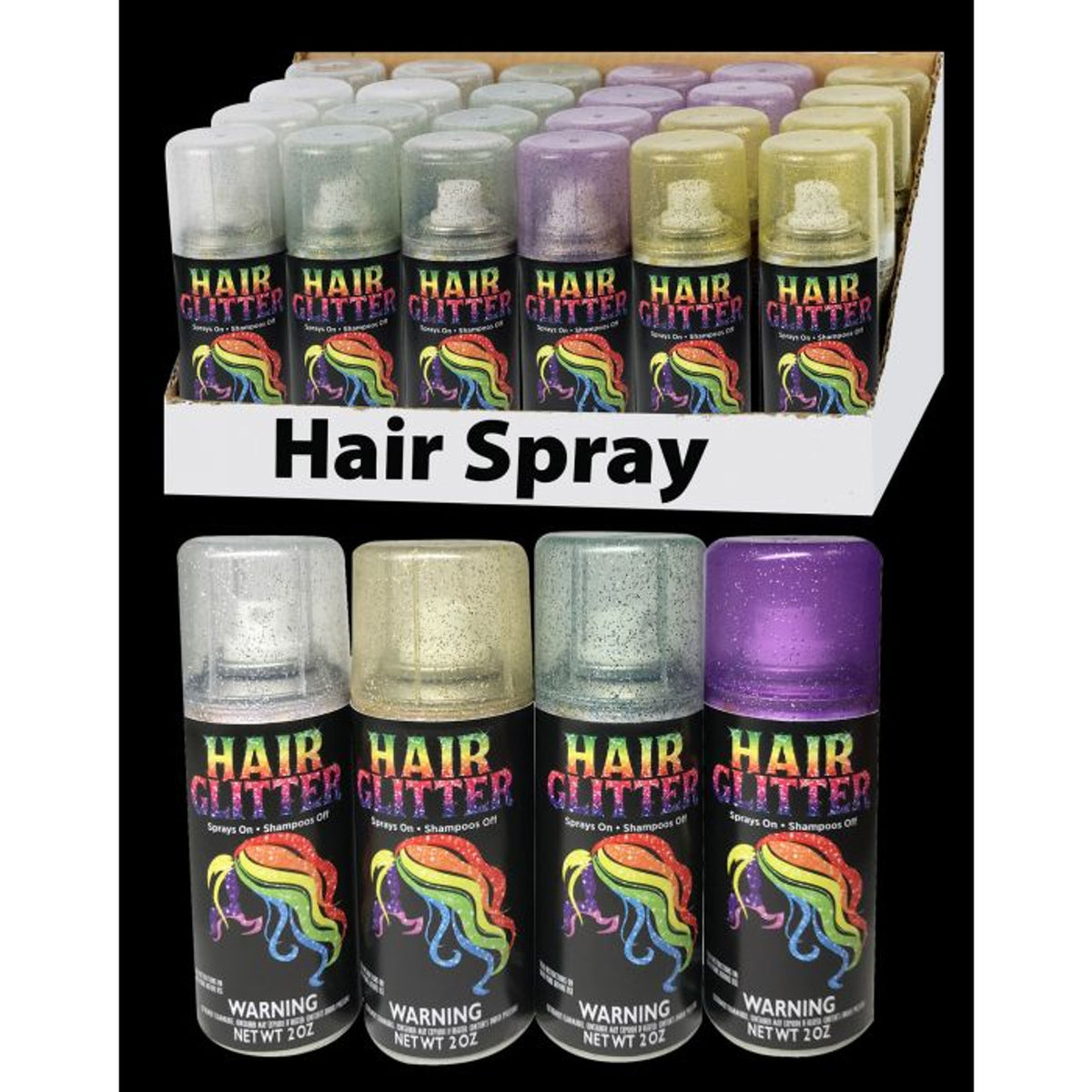 SILVER 2oz GLITTER HAIRSPRAY