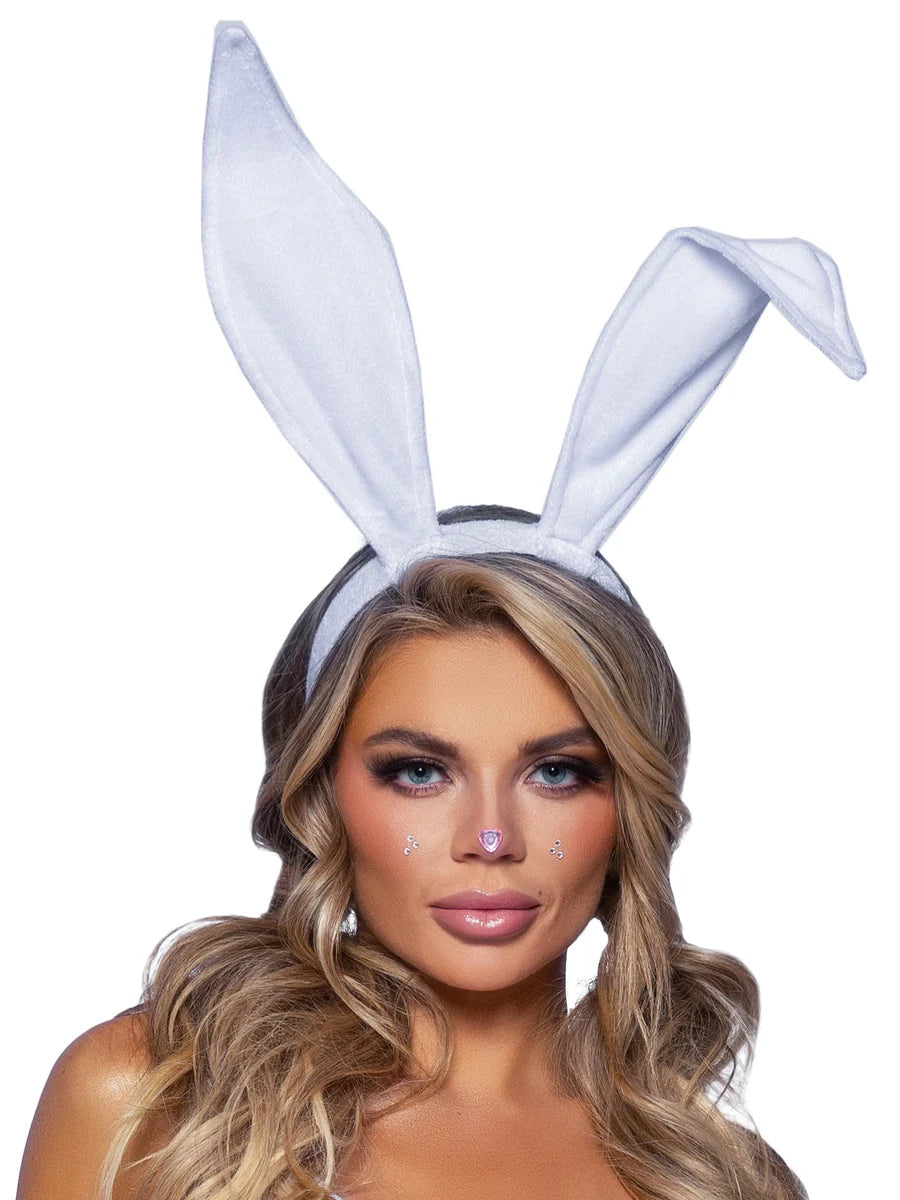 Bendable Velvet Bunny Rabbit Ear Headband (WHITE)
