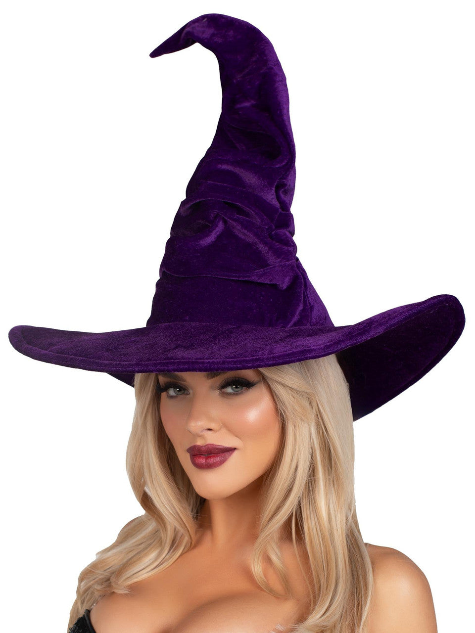 Velvet Ruched Witch Hat Black