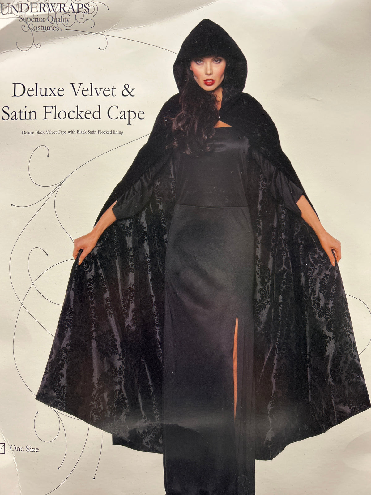 Deluxe Velvet & Satin Flocked Cape