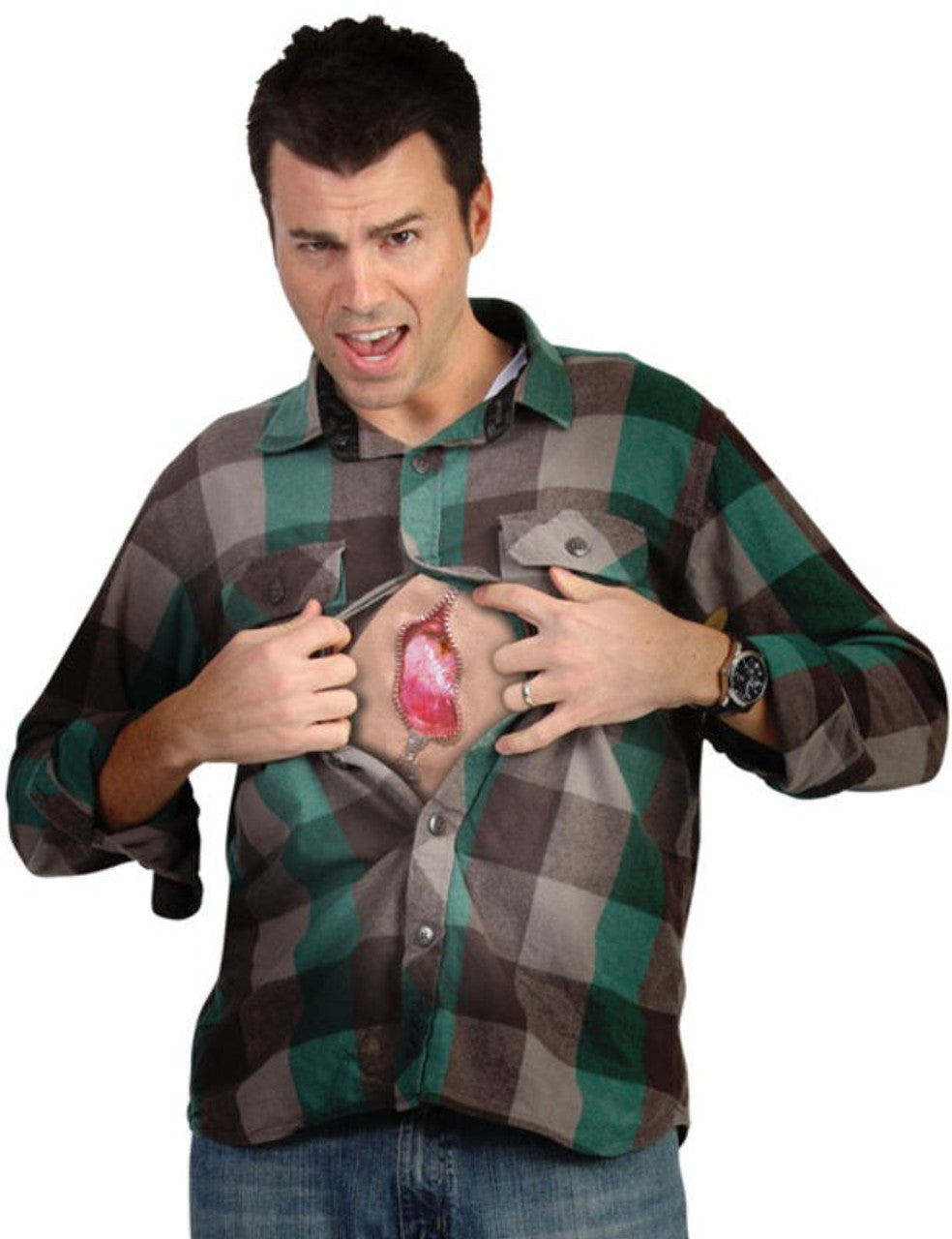 BEATING HEART ZIPPER WOUND T-SHIRT (ONE SIZE)