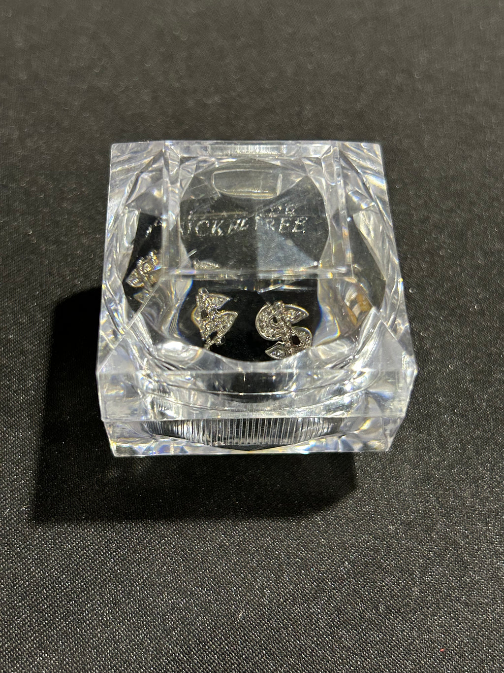 Money sign silver earrings