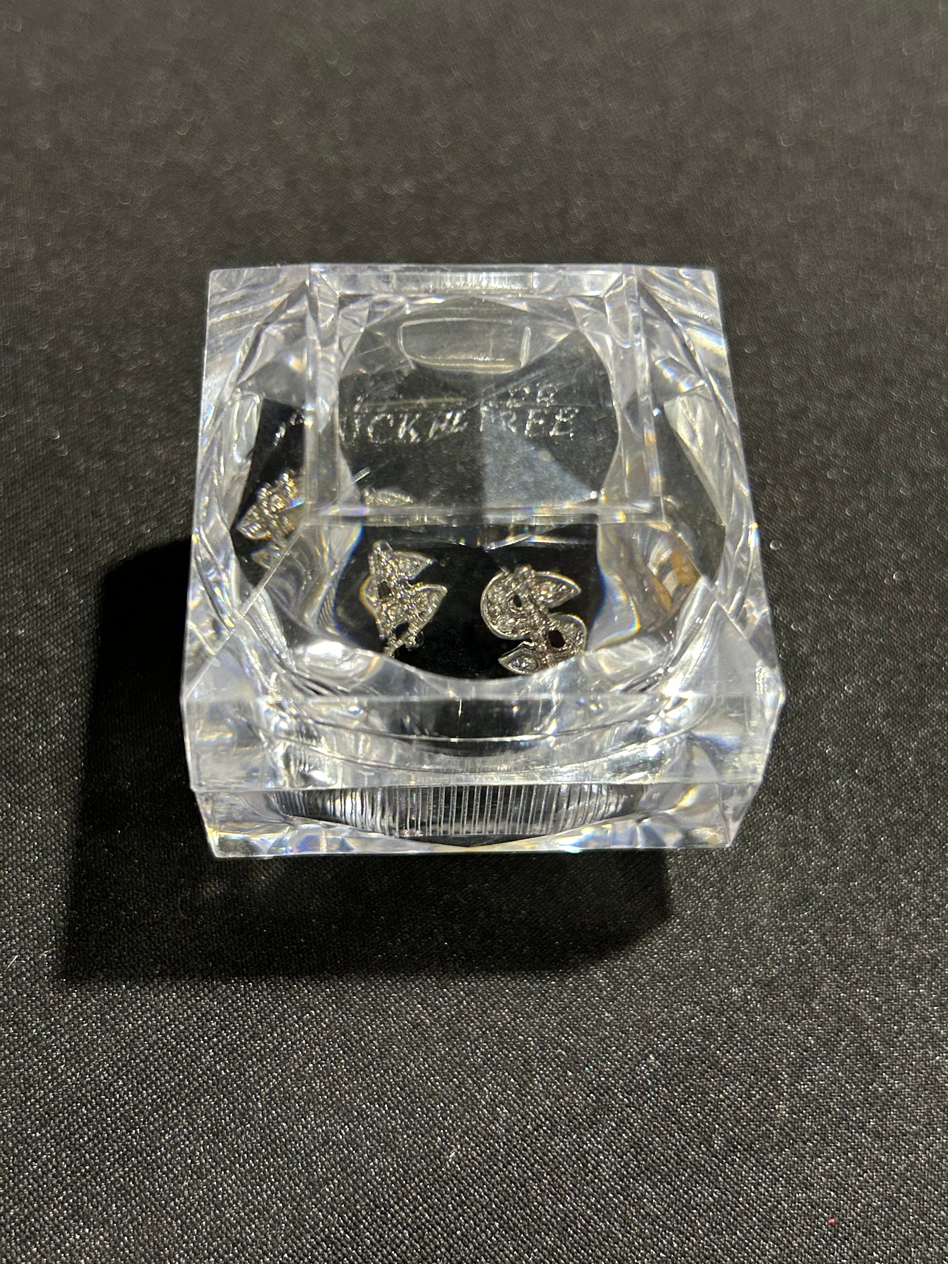 Money sign silver earrings