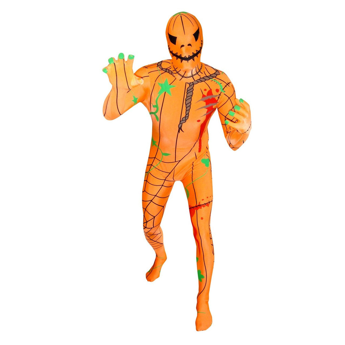MENS HALLOWEEN PUMPKIN MORPHSUIT (XL)